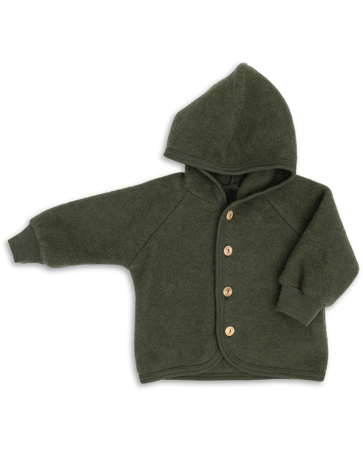 Abrigo con capucha y botones de madera - Verde