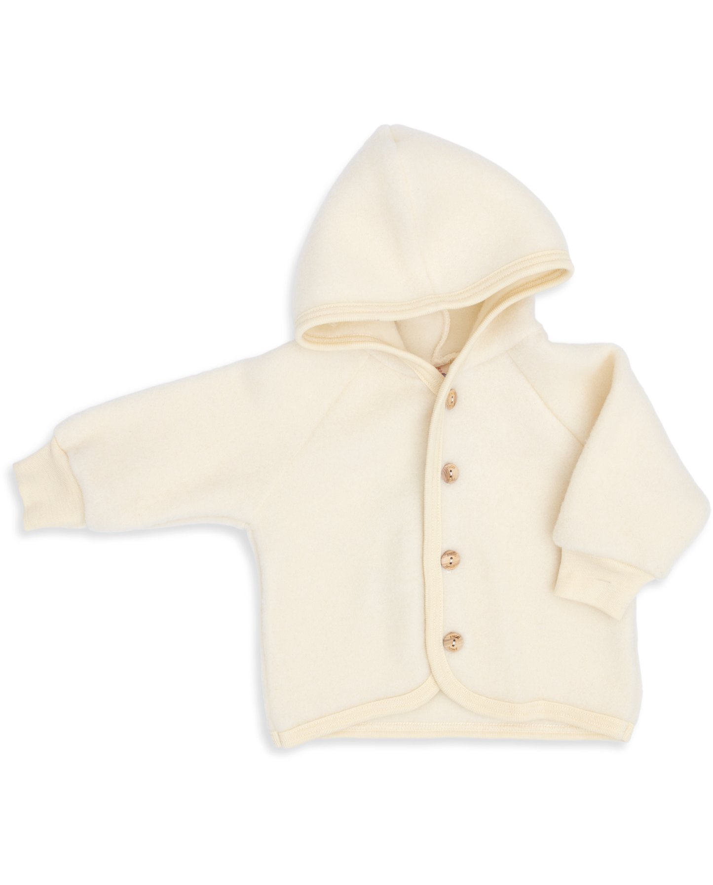 Abrigo con capucha y botones de madera - Natural
