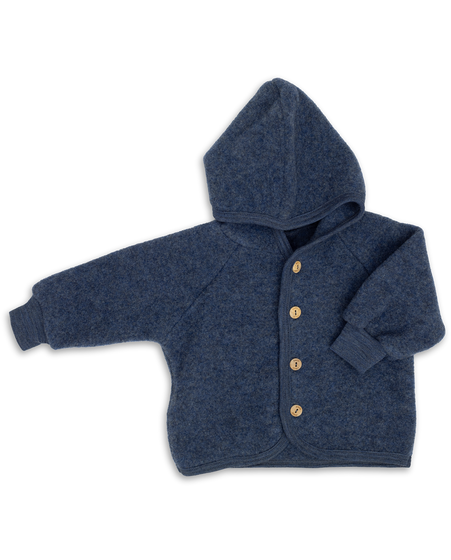 Abrigo con capucha y botones de madera - Azul