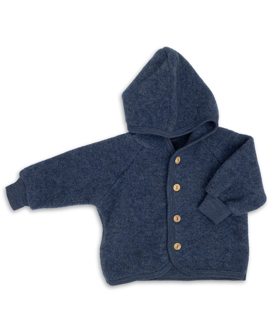 Abrigo con capucha y botones de madera - Azul